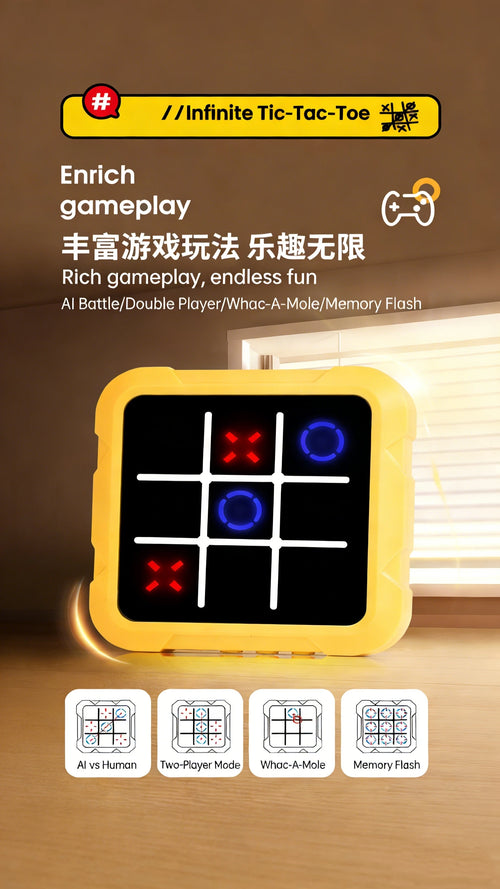 AI Electronic Chess & Tic Tac Toe Set-Educational Brain Teaser, Perfect Gift for Kids & Family Game Night