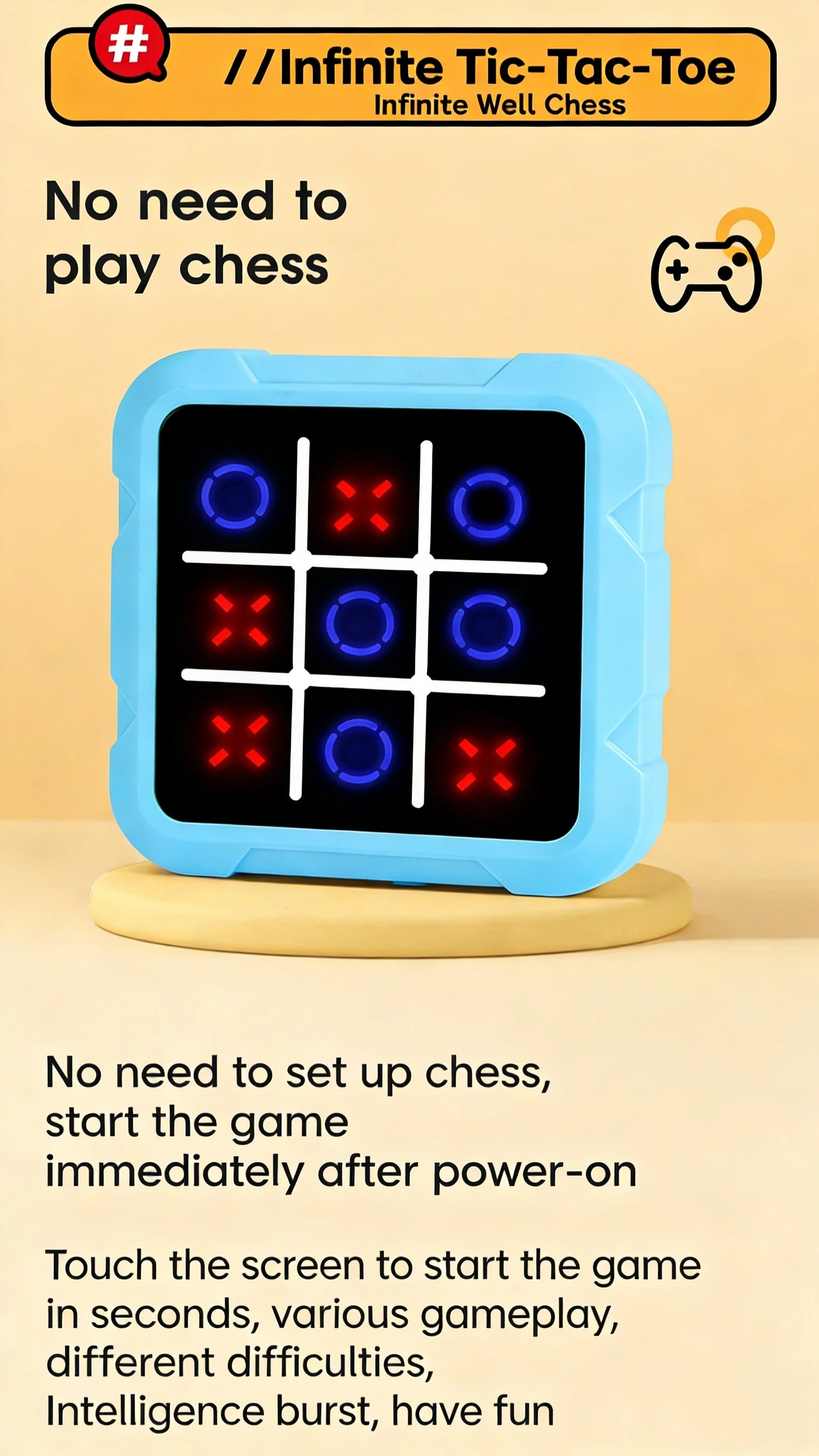 AI Electronic Chess & Tic Tac Toe Set-Educational Brain Teaser, Perfect Gift for Kids & Family Game Night